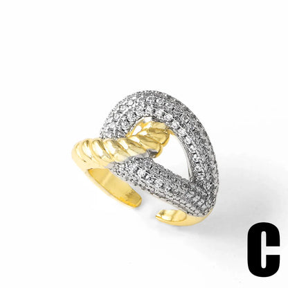 18K Gold Plated Open Rings with Sparkling Zircon – Elegant Women’s Pavé Fashion Jewellery