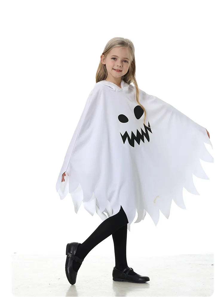 Kids Luminous Ghost Cape Costume – Halloween Party Fancy Dress for Boys & Girls