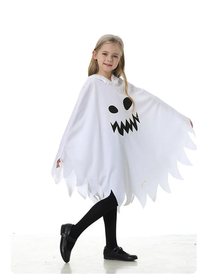 Kids Luminous Ghost Cape Costume – Halloween Party Fancy Dress for Boys & Girls