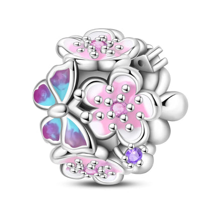 925 Sterling Silver Pink Daisy Flower Spacer Charms – Butterfly, Heart & Bird Beads for DIY Bracelet & Necklace Jewellery