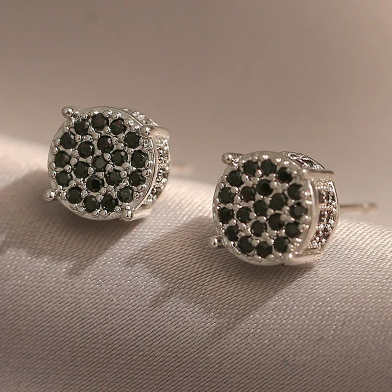 Classic AAA Cubic Zirconia Stud Earrings for Women – White Gold Plated Round Crystal Fashion Jewellery