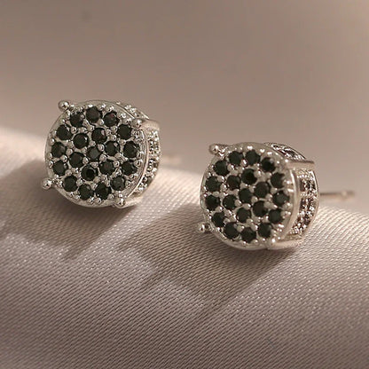 Classic AAA Cubic Zirconia Stud Earrings for Women – White Gold Plated Round Crystal Fashion Jewellery