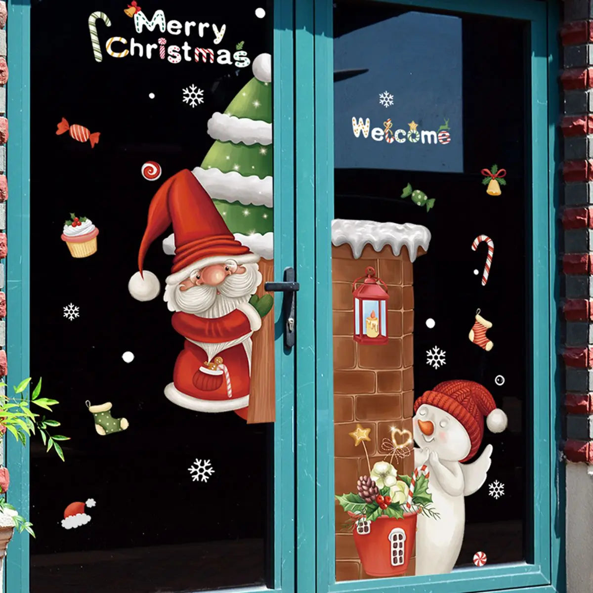 Christmas Window Stickers Christmas Wall Sticker Room Wall Decals Merry Christmas Decors For Home New Year Stickers 2025