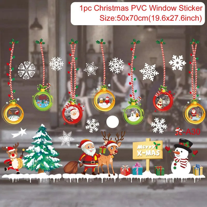 Christmas Window Stickers Christmas Wall Sticker Room Wall Decals Merry Christmas Decors For Home New Year Stickers 2025