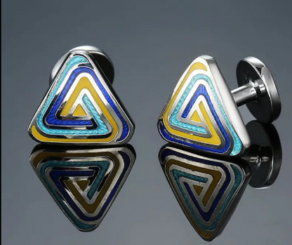 Eco-Friendly Carbon Fiber & Mahogany Square Cufflinks – Laser Lattice Pattern French Shirt Accessories for Men