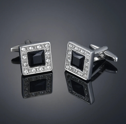 Crystal Cufflinks for Men – Luxury French Shirt Cufflinks for Wedding & Formal Suits