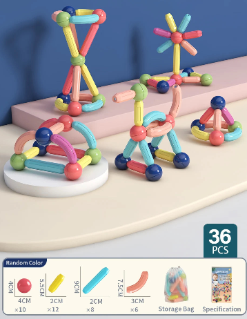 Magnetic Building Sticks Blocks – 3D STEM Construction Puzzle Toy Gift for Kids & Toddlers