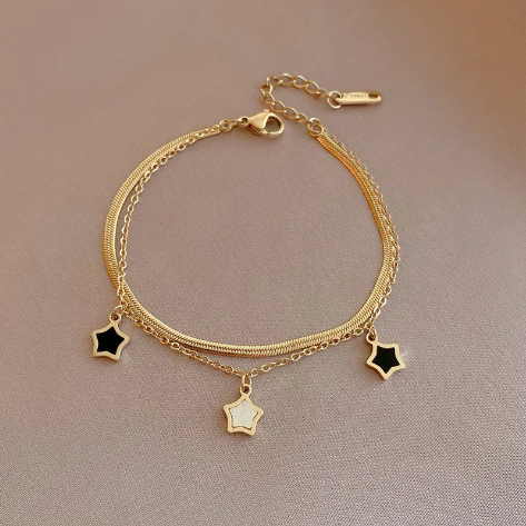 316L Stainless Steel Multilayer Star Charm Necklace & Bracelet Set for Women – Trendy Jewellery Party Gift