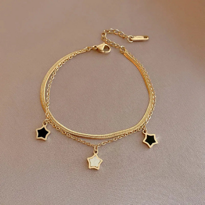 316L Stainless Steel Multilayer Star Charm Necklace & Bracelet Set for Women – Trendy Jewellery Party Gift