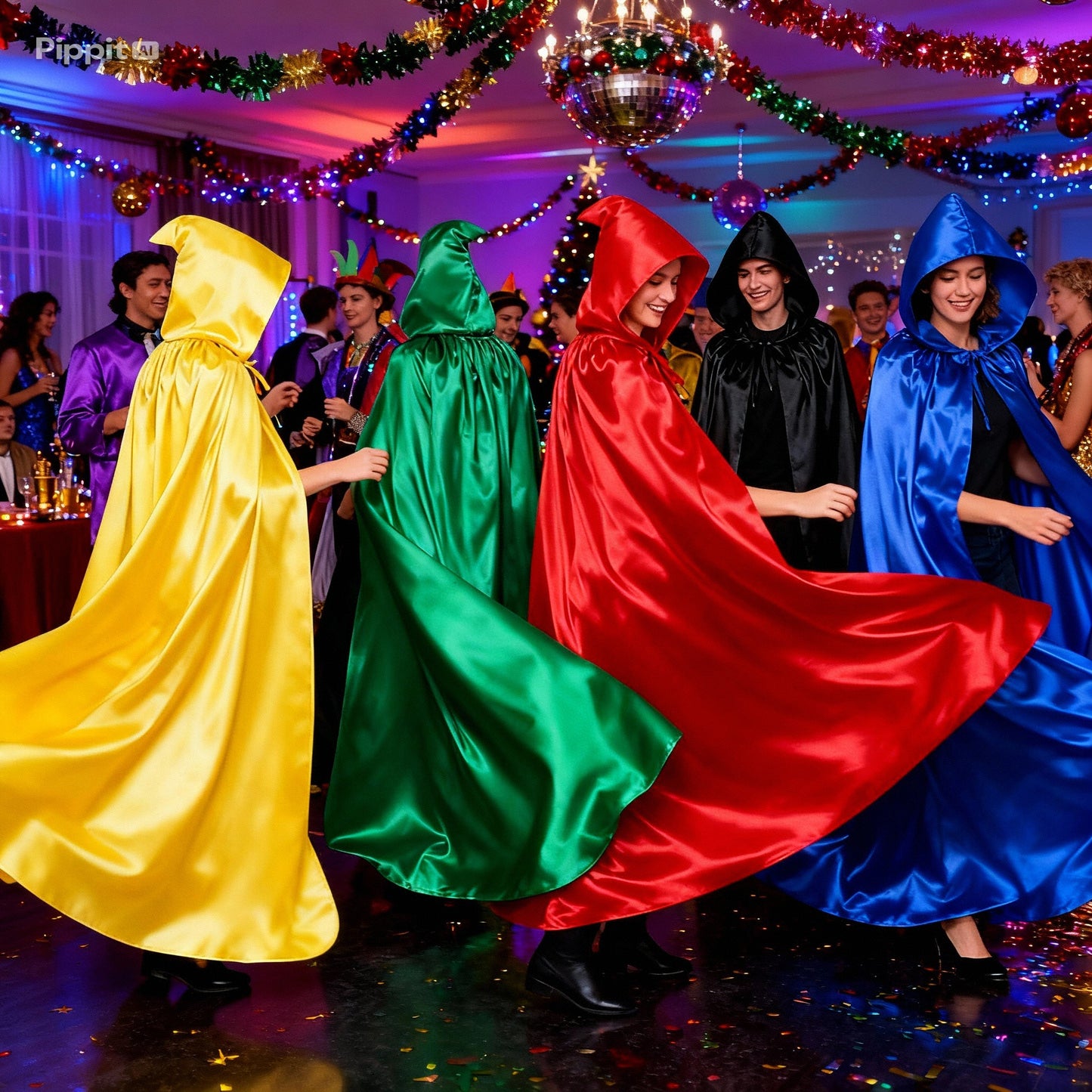 "Medieval Hooded Wizard & Vampire Cloak – Witch Cosplay Cape for Adults & Kids Carnival Party Costume"