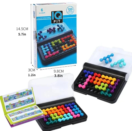 120 Challenges 3D Pyramid Puzzle – Montessori IQ Board Game with Pearl Beads for Children